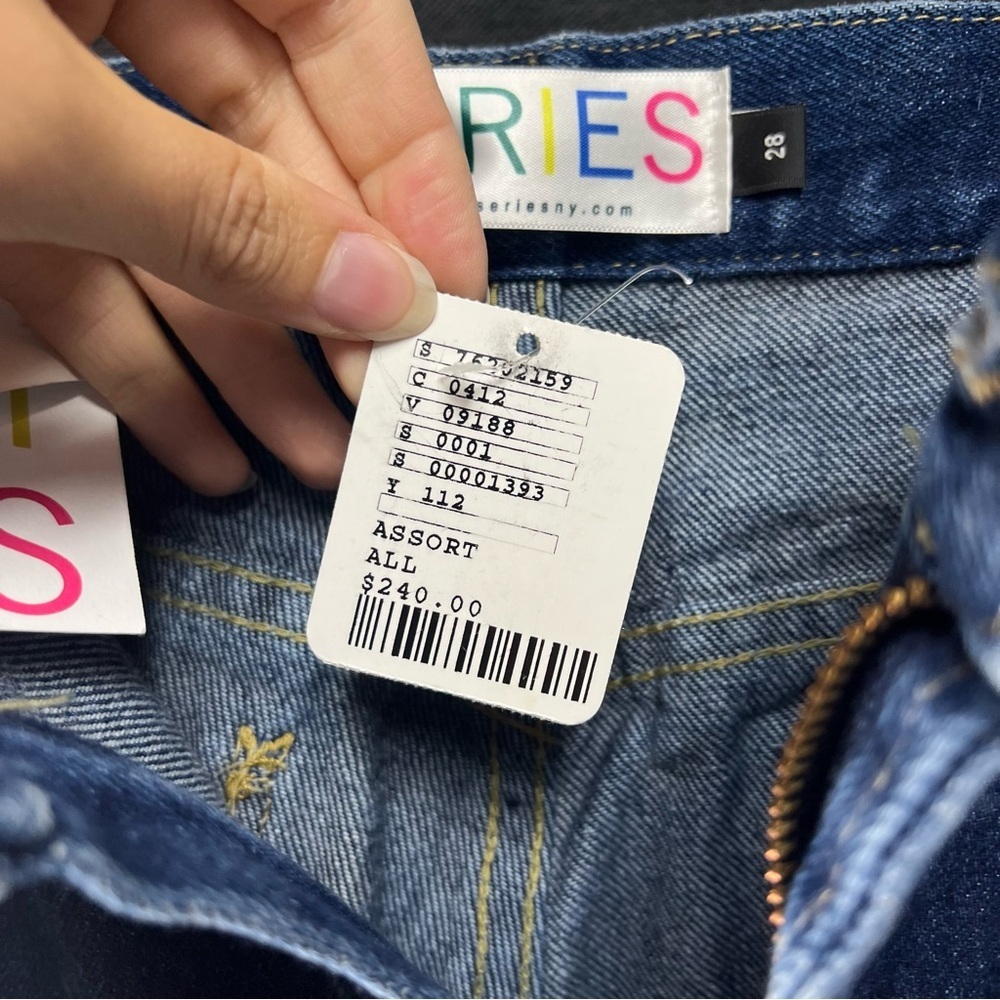 The Series NY Vintage Patchwork Dark Wash High Waist Straight Denim Jeans 28 NWT - Picture 9 of 11